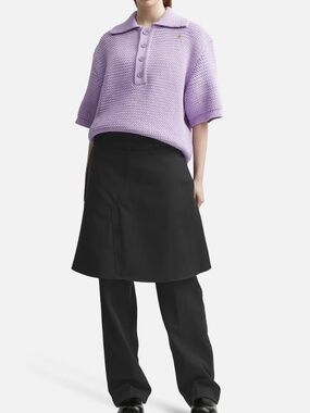 RECTO Lilac Open Collar Knit Polo Top